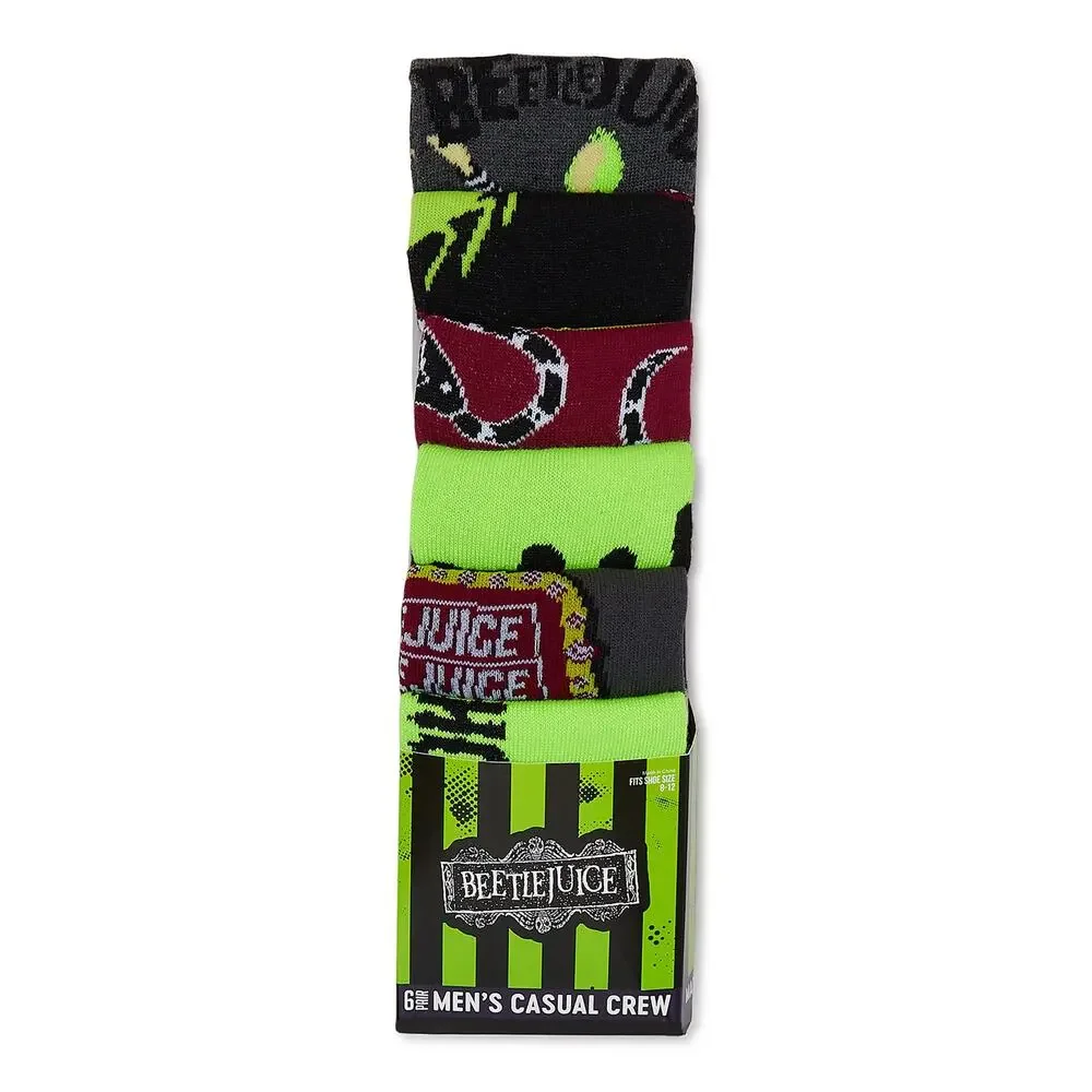 Beetlejuice Casual Crew Socks-6 Pairs